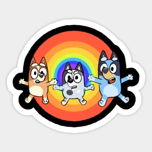 Rainbow Bluey Heeler Family Sticker